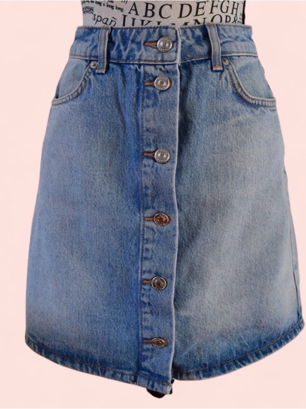 ASOS Light Blue Denim Button-Front Mini Skirt